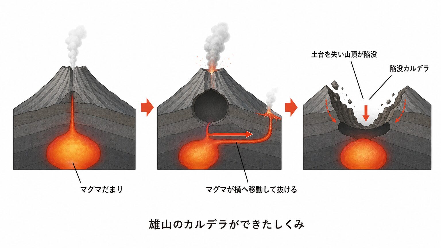 山頂が陥没した|雄山のカルデラ形成