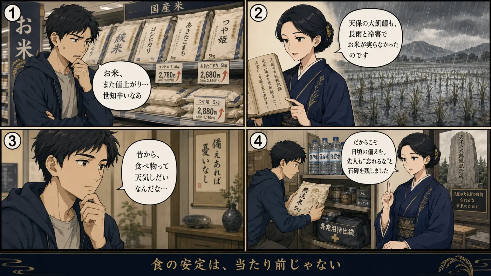 天保の大飢饉をめぐる4コマ漫画